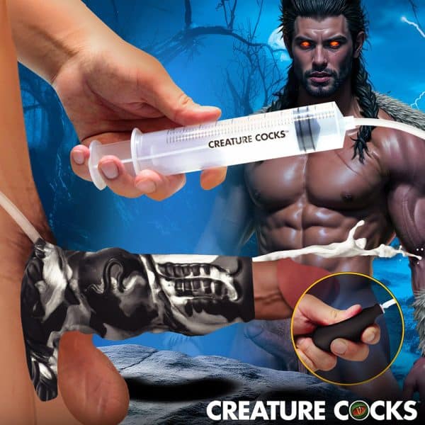 Creature Cocks Night Prowler Squirting Silicone Penis Enhancer Silver - Image 7