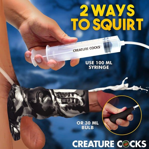 Creature Cocks Night Prowler Squirting Silicone Penis Enhancer Silver - Image 10