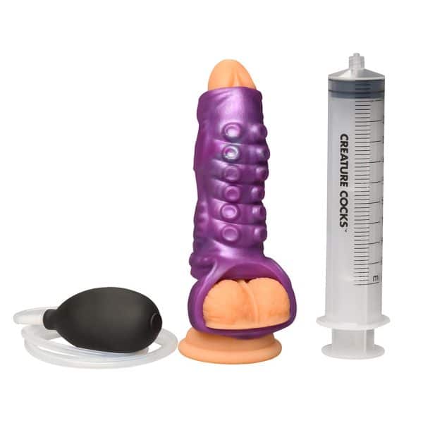 Creature Cocks Siphon Tentacle Squirting Silicone Penis Enhancer Purple - Image 3