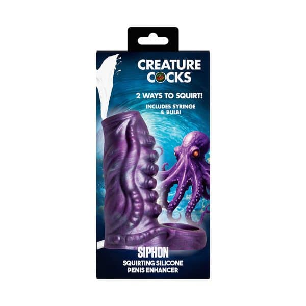 Creature Cocks Siphon Tentacle Squirting Silicone Penis Enhancer Purple - Image 9