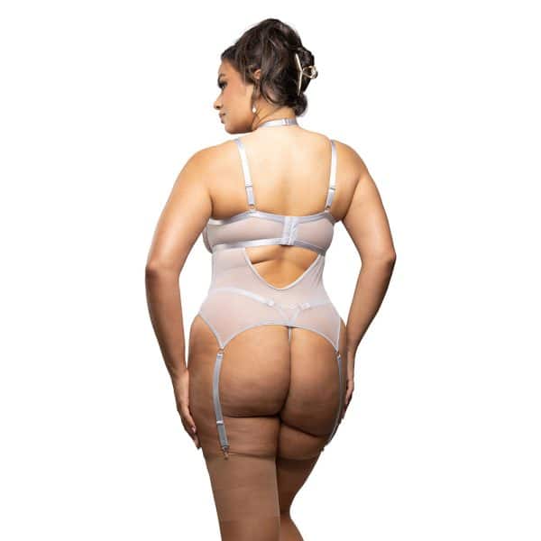 Fantasy Lingerie Radiance Diamond Gartered Bustier with Detachable Collar Harness Strap & G-String 1XL/2XL - Image 2
