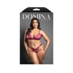 Fantasy Lingerie Domina Bralette & Panty with Zipper Details Berry Queen Size