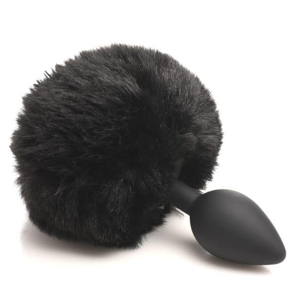 Tailz Fluffy Bunny Tail Silicone Plug Black - Image 2