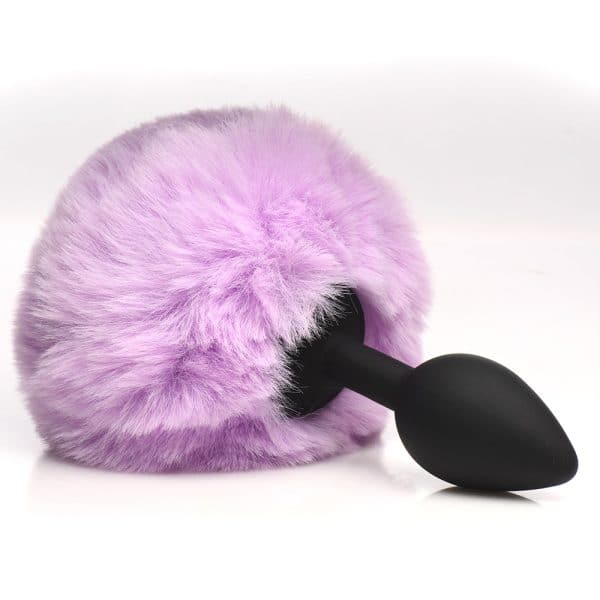 Tailz Fluffy Bunny Tail Silicone Plug Purple - Image 2