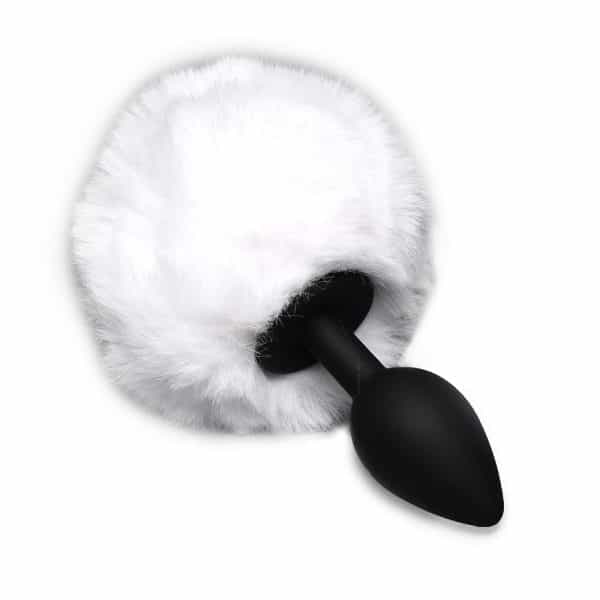 Tailz Fluffy Bunny Tail Silicone Plug White - Image 2