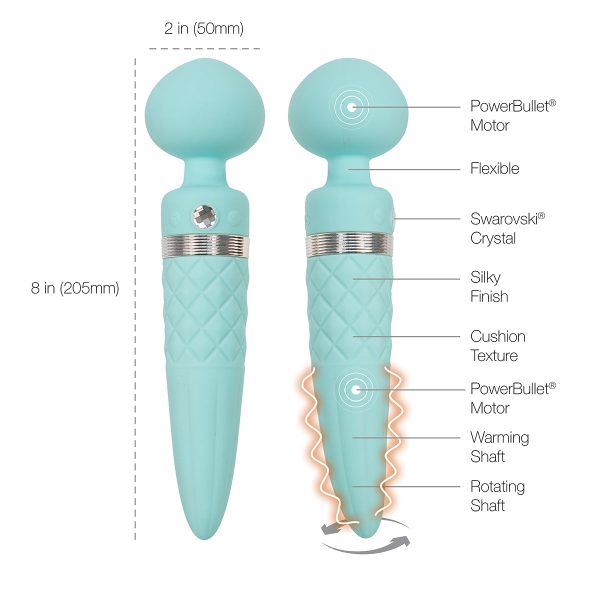 Pillow Talk Sultry Dual-Ended Warming Massager Wand Teal - Image 3