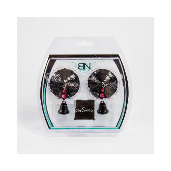 Bijoux de Nip Black Sequin Round Pasties with Bells - Image 2