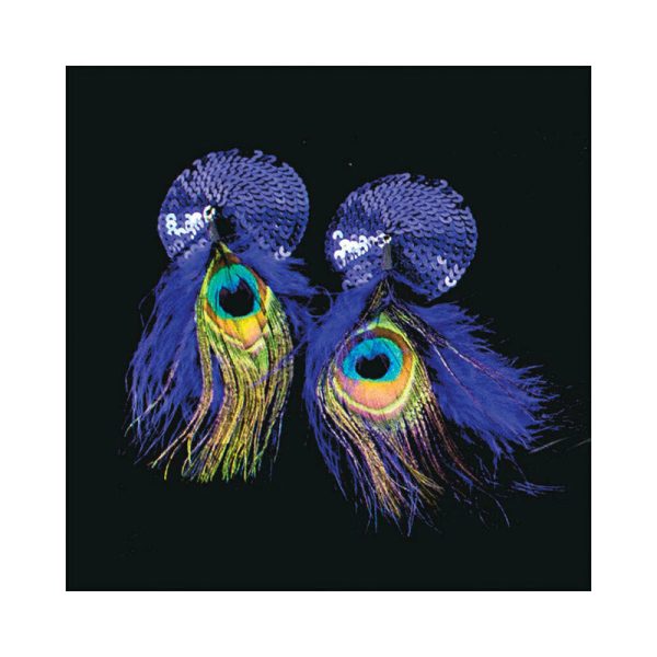 Bijoux de Nip Blue Sequin Round Pasties with Feathers - Image 2
