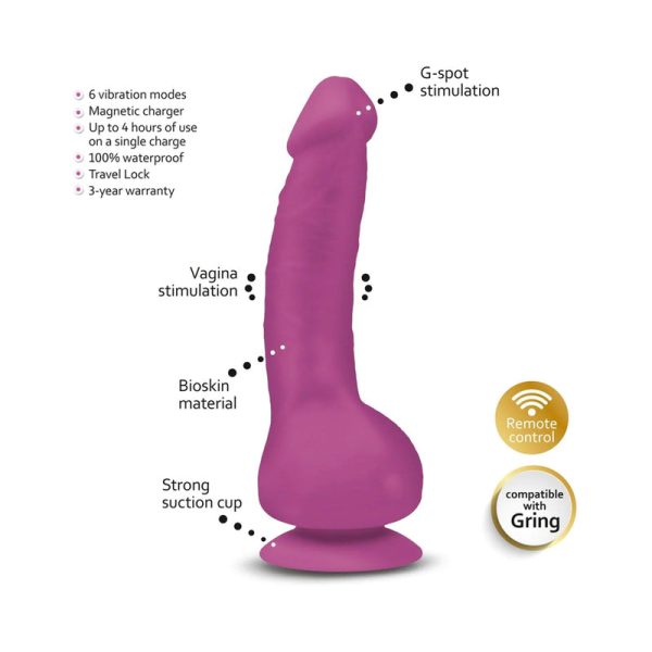 Gvibe Greal MINI 7 in. Vibrating Dildo Fuchsia - Image 4