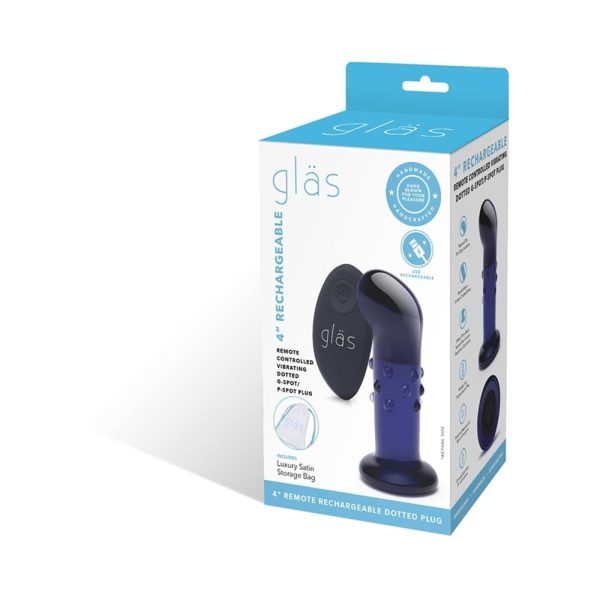 Glas 4 in. Rechargeable Remote-Controlled Vibrating Dotted G-Spot/P-Spot Plug - Image 9