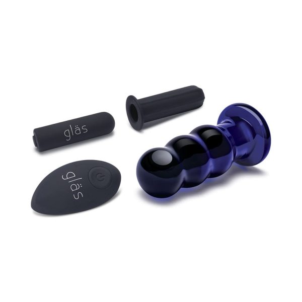 Glas 3.5 in. Rechargeable Remote-Controlled Vibrating Beaded Butt Plug - Image 3