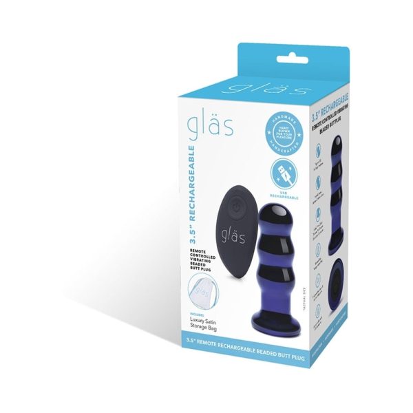 Glas 3.5 in. Rechargeable Remote-Controlled Vibrating Beaded Butt Plug - Image 9