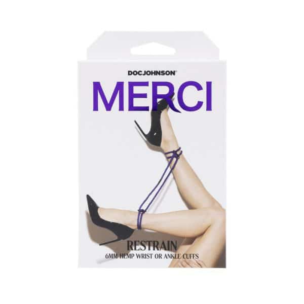 Merci Restrain 6mm Hemp Wrist or Ankle Cuffs Violet - Image 6